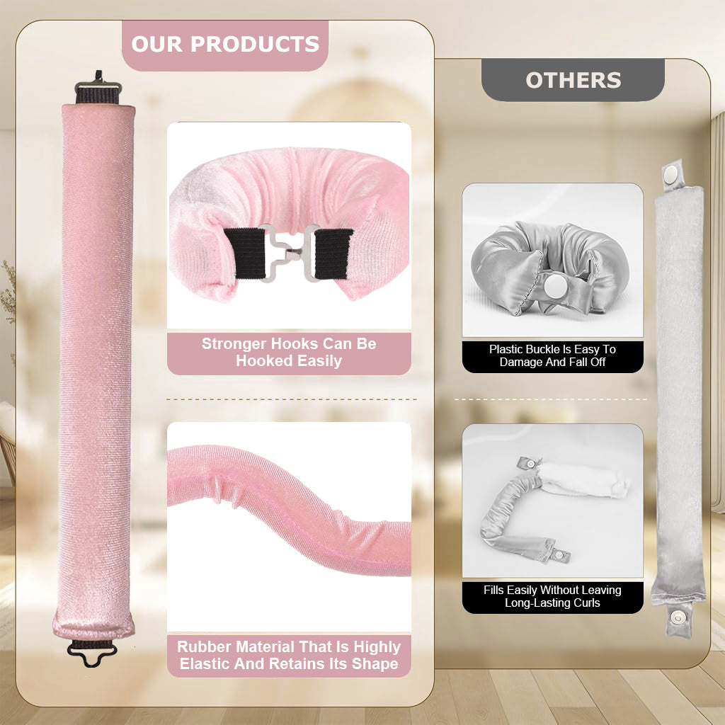 MAYCREATE 3pcs Heatless Overnight Hair Curlers, Hair Curlers to Sleep In Curlers Blowout, No Heat Curling Rods Set for Women with Headscarf and Hook for Long Hair, Pink MAYCREATE 3pcs Heatless Overnight Hair Curlers, Hair Curlers to Sleep In Curlers Blowout, No Heat Curling Rods Set for Women with Headscarf and Hook for Long Hair, Pink